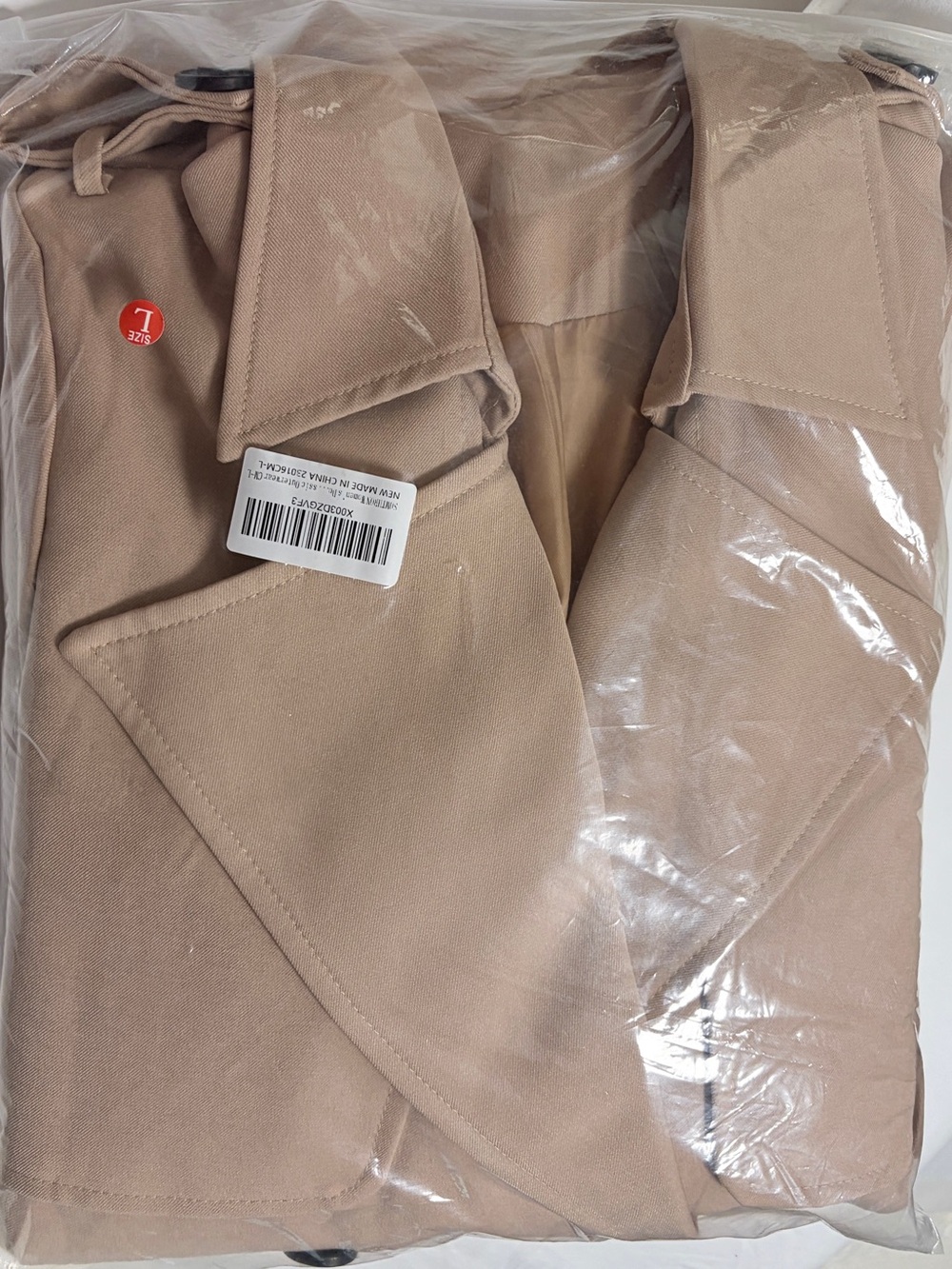new Classic Double-Breasted Belted Long Camel Trench Coat, Full-Length Overcoat - Picture 9 of 16